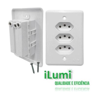 Imagem de Tomada Tripla 10a 250v Monobloco Stylus Ilumi - Ilumi Materiais Elétri