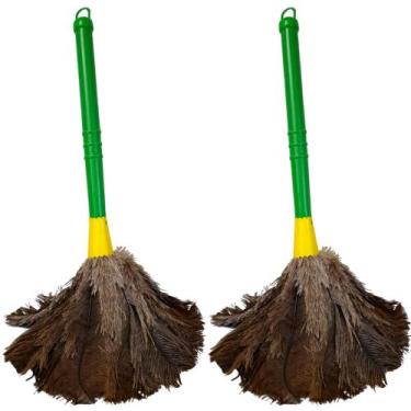 Imagem de Kit 2 Espanador Pó Pena De Avestruz Peq. 38cm Limpa Poeira - Duster