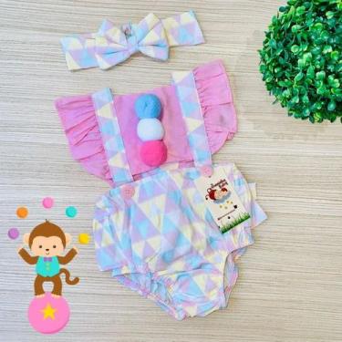Imagem de Jardineira Saia Circo Rosa + Faixinha de Cabelo - JOANINHA BABY, ROMPE