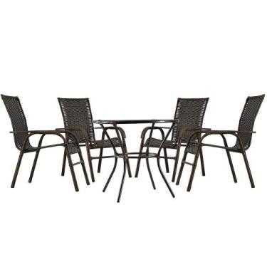 Imagem de Conjunto 4 Cadeiras Bela com Mesa Alta de Centro em Fibra Sintética co