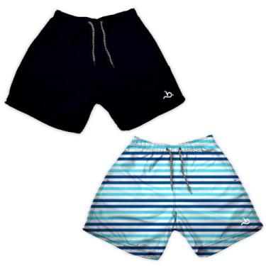 Imagem de Kit 2 Shorts Masculino Basico e Estampa Listra Piscina Moda - Bueno St