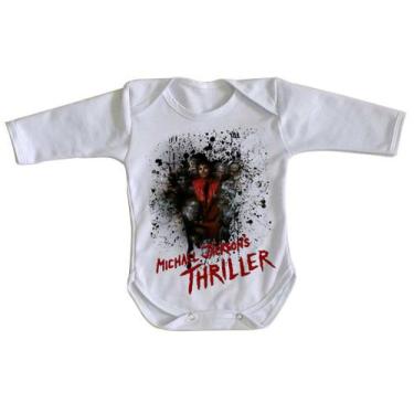 Imagem de body nenê criança roupa bebê manga longa Michael Jackson thriller - Em