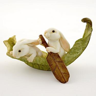 Imagem de Top Collection Estátua de jardim de fadas e terrário em miniatura, barco com folhas de coelhos, remo