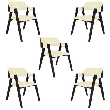 Imagem de Kit 5 Cadeiras Sala de Jantar e Jogos Carteados Madeira Maciça Poker P