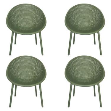 Imagem de Kit 4 Poltronas Área Externa de PP Marina com Base Desmontável Verde G