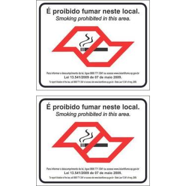 Imagem de 2 Placas Proibido Fumar Lei No 13541 Não Fume 20x25cm Ps 1mm - Royal A