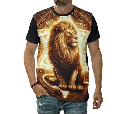 Imagem de Camiseta Leão De Judá Símbolo Estrela De Davi Dourada - Darkwood, G, P