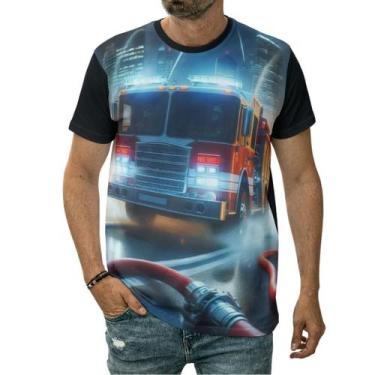 Imagem de Camiseta Carro De Bombeiros Operações Sirenes Resgate Água - Darkwood,