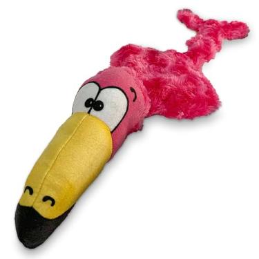 Imagem de American Dog Flora The Flamingo – Brinquedo de pelúcia durável para cães que enruga e é feito nos EUA a partir de material de lã macia de minky seguro para animais de estimação, lavável na máquina com