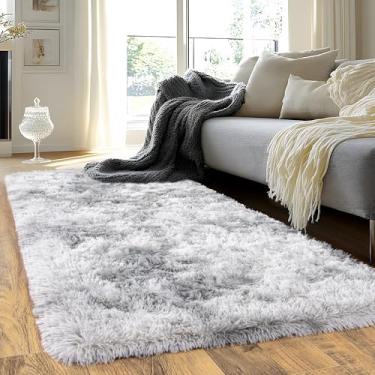 Imagem de Quntue Tapetes de corredor para quarto, 5 x 15 cm, para corredores, antiderrapante, macio, felpudo para sala de estar, tapete de chão para quarto de bebê, dormitório, cinza claro