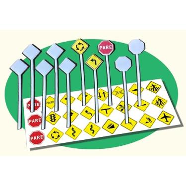 Imagem de 10 Placas Estrada 1/43 1/64 1/87 Sinalização Maquete Diorama 1:501:75 1:100 sinalização (Escala 1:43)