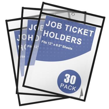 Imagem de Porta-bilhetes de trabalho 22 x 30 cm, pacote com 30 protetores de folhas resistentes, capas de papel de plástico, 21 x 27 cm, capas transparentes para documentos, apagáveis a seco, porta-documentos