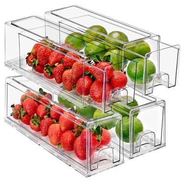Imagem de Sorbus Fridge Drawers - Clear Stackable Pull Out Refrigerator Organizer Bins - Food Storage Containers for Kitchen, Refrigerator, Freezer, Vanity & Fridge Organization and Storage (4 Pack | Small)