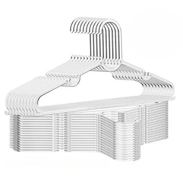 Imagem de Kit Cabide Infantil Acrílico 50 Cabides Transparente Reforçado Organizar Roupas Arara(50 CABIDES)