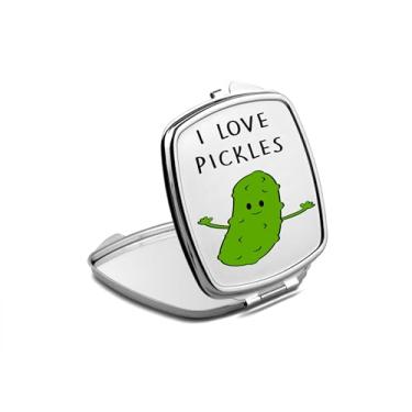 Imagem de SpreadPassion Espelho compacto Pickles, espelho fotográfico I Love Pickles, espelho de maquiagem de viagem pequeno espelho portátil, espelho de bolso portátil, ideia de aniversário (1, quadrado)