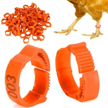 Imagem de Etiquetas de Pés de Aves, 100 Peças Tipo Fivela Etiquetas de Clipe de Perna de Aves Com Sinal Numerado Faixas de Perna de Identificação de Frango Frango Pato Ganso Suprimentos de