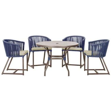 Imagem de Mesa com 4 Cadeiras de Jantar Roma 100cm e Noronha em Aluminío Marrom 