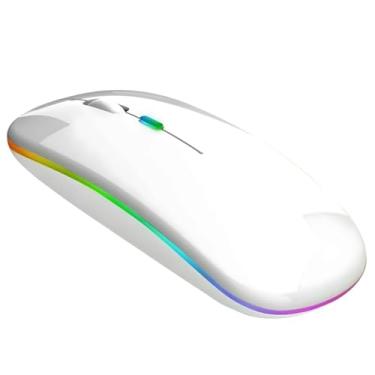 Imagem de Mouse Bluetooth Recarregável sem Fio Dupla Conexão, e USB, Wireless Mouse compatível com iPhone, MacBook,iPad,Laptop,PC,Notebook, Tablet,Ergonômico, Premium Yecna (Branco)
