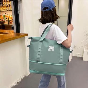 Imagem de Bolsa Mala Feminina Grande Dobrável para Academia Viagem Impermeável (Verde Claro)
