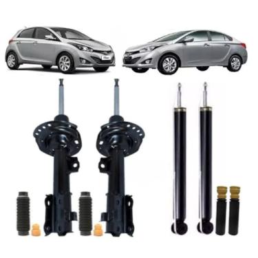 Imagem de 4 AMORTECEDORES TRASEIROS DIANTEIROS + KITS BATENTE E COIFA HB20 HB20S 2012 A 2019