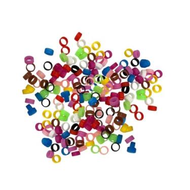 Imagem de WeiLaiKeQi Bird Foot Rings Bandas de pés de pássaro Ringos de marcadores coloridos aleatórios para codornas de silicone suaves, Style D