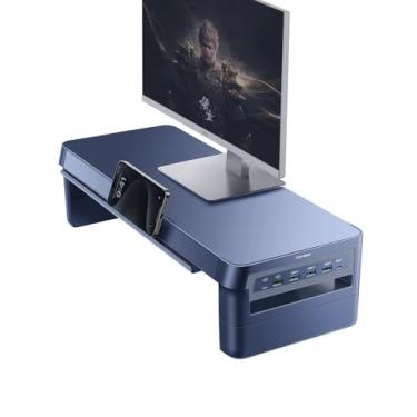 Imagem de Vaydeer Suporte Para Monitor Usb 3.0, Suporte Para Monitor Ajustável Em Altura De Metal Com Hub, Suporte Para Carregamento Rápido E Transferência De Dados, Organizador De Mesa Para Armazenamento De