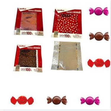 Imagem de Kit 600 Embalagens p/ Bombons e Trufas brilhosa 14,5x15,5cm - Genérica