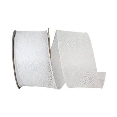 Imagem de Reliant Ribbon Fita de borda com fio em relevo com rolagem de folha, branca