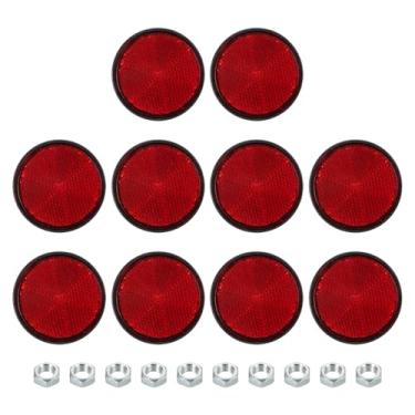 Imagem de PATIKIL Refletores traseiros redondos, refletor de advertência refletor de segurança plástico universal para motocicleta com suporte de parafuso M6 para carro, motocicleta, reboque, bicicleta