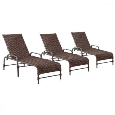 Imagem de 3 Espreguiçadeiras Reclinavel Catar Preto Corda Nautica Trama Original