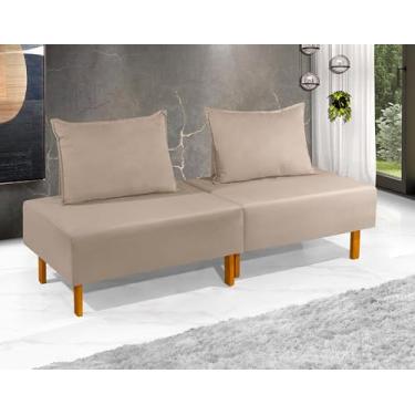 Imagem de Cama Dobrável Para Camping Portátil Sofá Cama Versátil Com Encosto Removível Bege