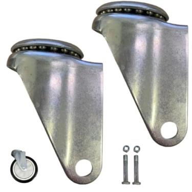 Imagem de Rodízio para Carrinho de Supermercado, 5 Polegadas, Kit 2 Suportes e Parafusos