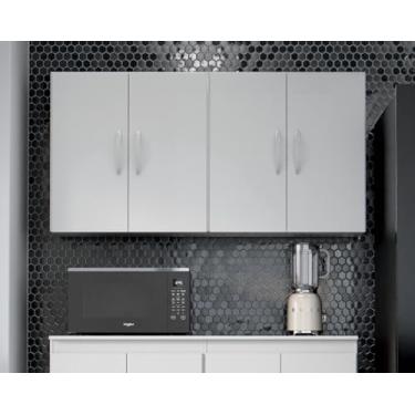 Imagem de Armário Multiuso Aéreo 4 Portas Beauty Parede Suspenso Cozinha Branco - Loja Inova BR
