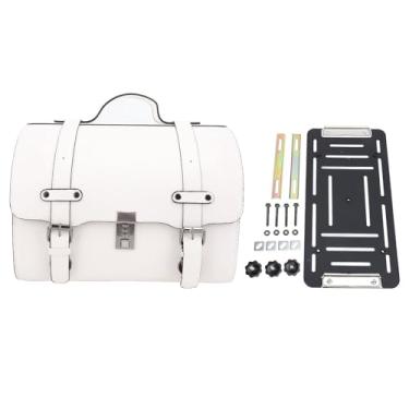 Imagem de Bolsa de Tronco de Motocicleta 18L, Saco de Bagagem de Viagem de Couro PU Raple Liberação PU Com Trava Combinada, Adequada para a Maioria das Caudas de Motocicleta e Scooter,