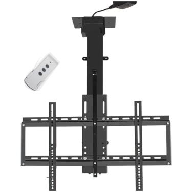 Imagem de CUTPOIY Suporte de parede para TV de teto motorizado, suporte de TV de teto ajustável, elevador de TV elétrico com controle remoto e configuração de memória para TVs de 26 a 70 polegadas