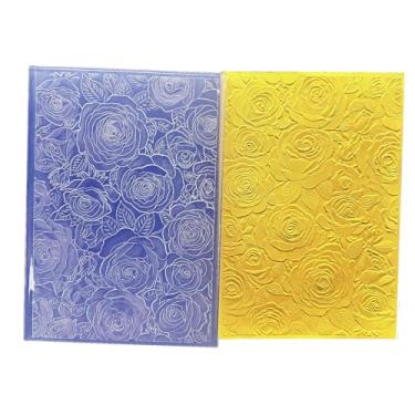 Imagem de Arbuya Pastas de plástico em relevo 3D para fazer cartões, 3 D rosas e flores, textura para scrapbooking, papel, artesanato, decoração de casa