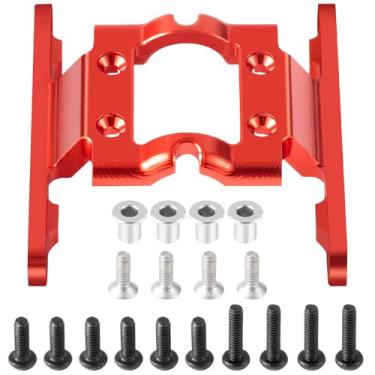 Imagem de JGGZONE CNC Aluminum Center Frame Brace Transmission Skid Plate Gearbox for FMS FCX18 LC80 1/18 RC Crawler Car Upgrades (Red)