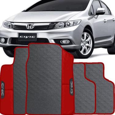 Imagem de Lindo jogo tapete 4 peças carro automotivo  na cor vermelho  honda civ