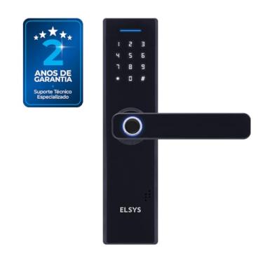 Imagem de Fechadura Digital de Embutir com Biometria, Elsys, ESF-DE2000B, Preta - Abertura via Biometria e Senha Numérica