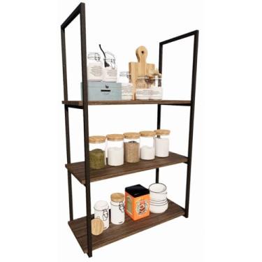 Imagem de Prateleira Tripla Suporte Industrial Estilo Parede Teto 100cm (Preto)