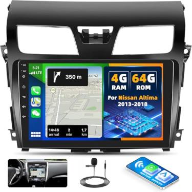 Imagem de [4G + 64G] Estéreo automotivo Android 13 para Nissan Altima 2013-2018 com carro sem fio CarPlay Android Auto, rádio automotivo com tela sensível ao toque de 10,1 polegadas com controle de voz WiFi/GPS