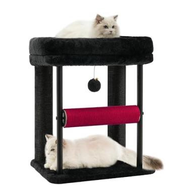 Imagem de Hey-brother Torre de árvore para gatos com poste para arranhar, plataformas espaçosas de pelúcia, coluna totalmente envolta em sisal e bola de brinquedo, cama resistente para gatinhos internos, 48 cm