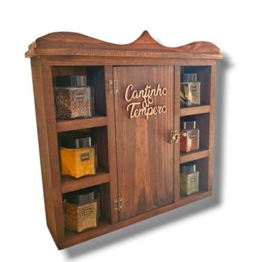 Imagem de Porta Tempero de Madeira Portinha Cozinha Casa - Art  Lar Artesanatos