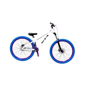 Imagem de Bicicleta 26 Gta Gravity Freeride Single Hollowtech Cubo k7 Barulhento Garfo C/Trava Freio a Disco Hidráulico Pneu Flame (Branco Pneu-Azul)