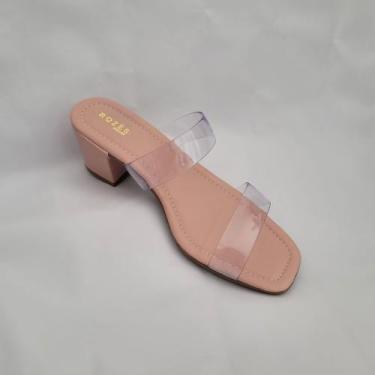 Imagem de Tamanco Sandália Feminino vinil Salto Medio - Rozês  Shoes, Rose, 38