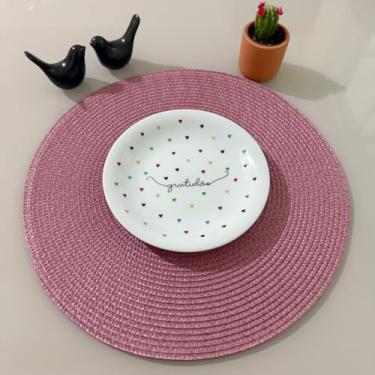 Imagem de Kit 6 Lugares Jogo Americano Descanso Prato Redondo Decorativo Supla De Mesa Posta Jantar (Rosa Escuro)
