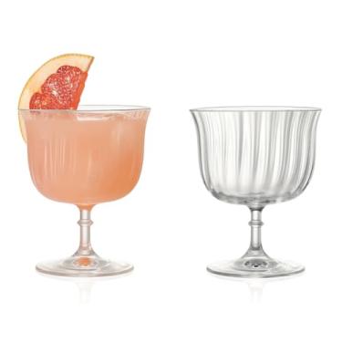 Imagem de LEMONSODA Copo de sobremesa Orient-Lotus de alta qualidade - taças de Martini e vinho com nervuras - Vidro de cristal 100% real - Cerveja, suco, coquetéis, vinho, chá gelado, copos de bar - Seguro