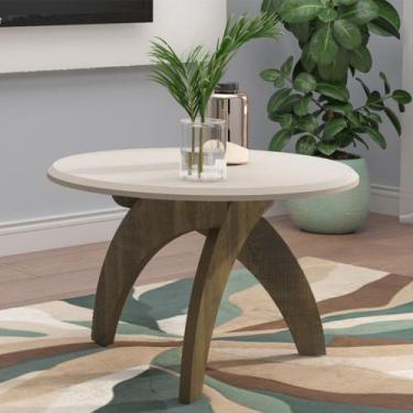 Imagem de Mesa Centro Redonda 70cm Para Sala MDF Leeroy Off/Pinho A09 - Mpozenat