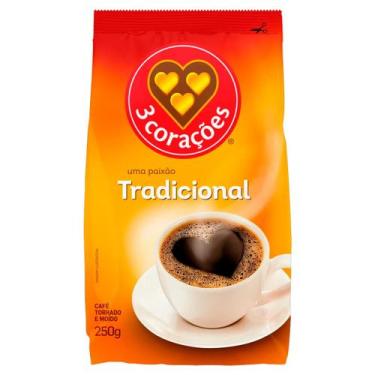 Imagem de Café torrado e moído a vácuo 3 corações tradicional 250g