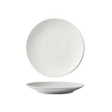 Imagem de Prato de cerâmica retrô com padrão de rocha estilo ocidental fosco requintado preto e branco - prato raso de 20 cm - branco